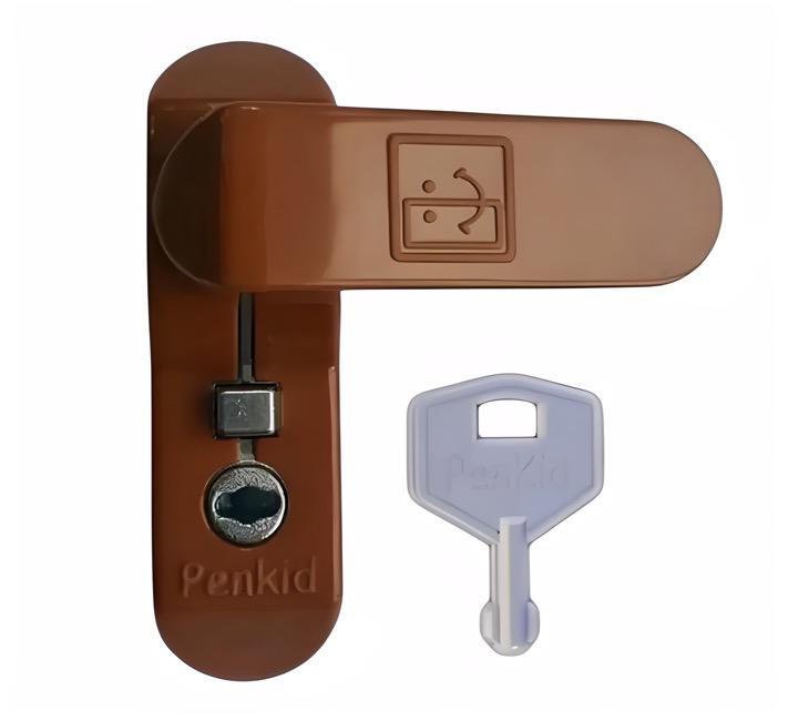 Замок детской безопасности, ФЛАЖОК, RAL 8017 коричневый, Penkid Sash Jammer