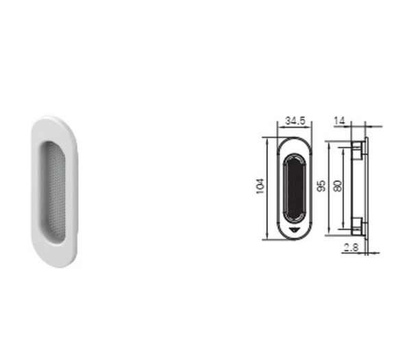 Розетка внешняя, овал 14мм,  ROTO PATIO LIFT, цвет серебро R01.1