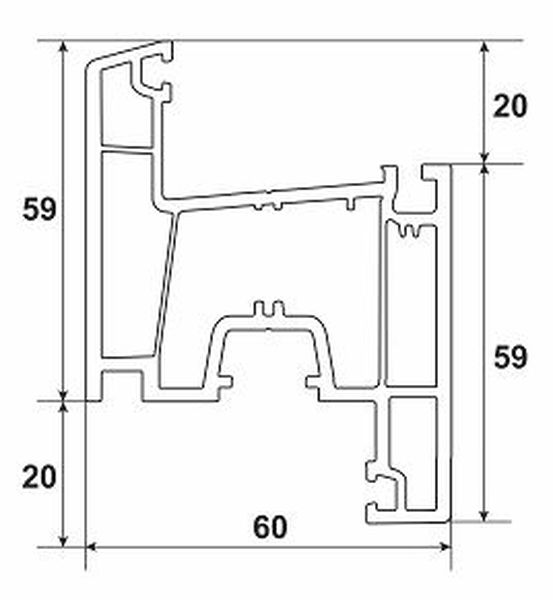 Профиль NOVOLINE М 60-3К GREEN SYSTEM 60 створка, шт=6,5м, уп=6шт=39м, пал=96шт=624м