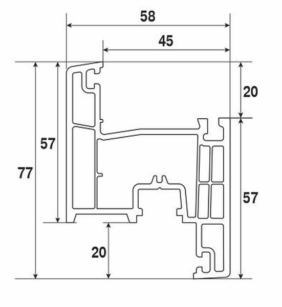 Профиль NOVOLINE М 58-4К COMFORT створка,шт=6,5м, уп=6шт=39м, пал=96шт=624м