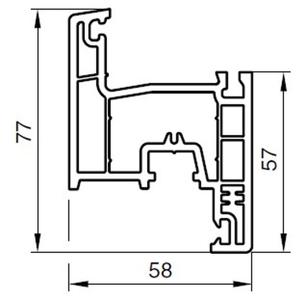 Профиль NOVOLINE 58-3К RED MAX 2023 Створка 13 паз Z 77, шт=6,5м, пал=96шт=624м