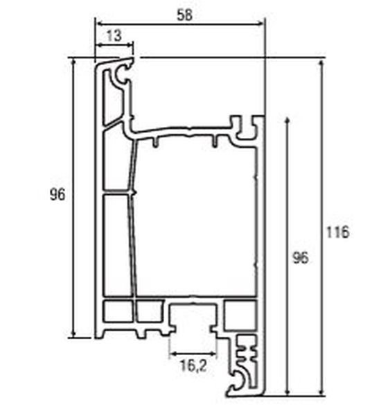 6шт=Профиль NOVOLINE 58 COMFORT створка Z 96 ДВЕРНАЯ, шт=6,5м, уп=6шт=39м