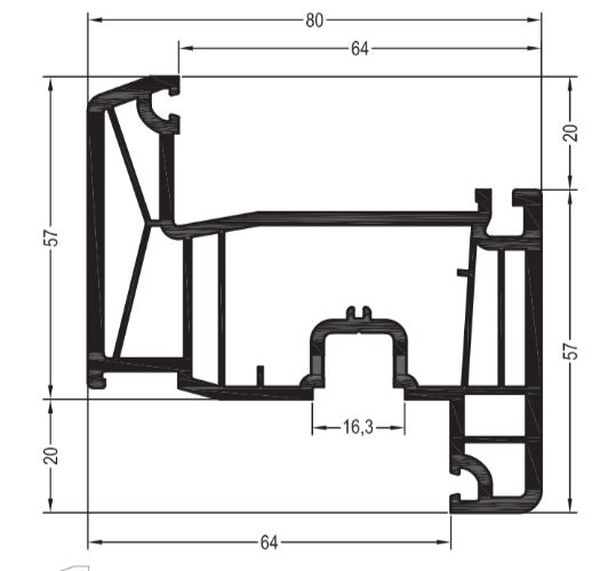 INTELIO 80 Створка Z57 шт=6м, уп=4шт=24м, пал=60шт=360м